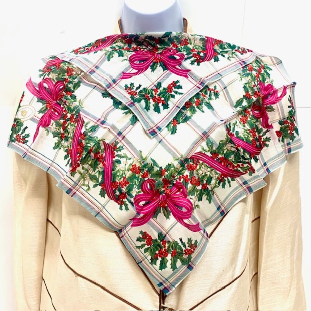 New -Unused Christian dior cotton Handkerchief 19" Chrstimas ottorman floral (98 - Picture 1 of 7
